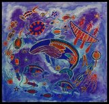 01 Tide of the whales Gouache und Aquarellstifte auf Papier;
42 x 41 cm